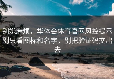别嫌麻烦，华体会体育官网风控提示别只看图标和名字，别把验证码交出去