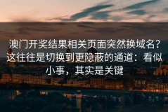 澳门开奖结果相关页面突然换域名？这往往是切换到更隐蔽的通道：看似小事，其实是关键