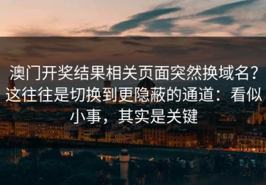 澳门开奖结果相关页面突然换域名？这往往是切换到更隐蔽的通道：看似小事，其实是关键