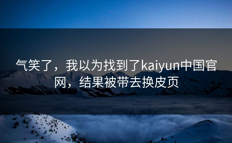 气笑了，我以为找到了kaiyun中国官网，结果被带去换皮页