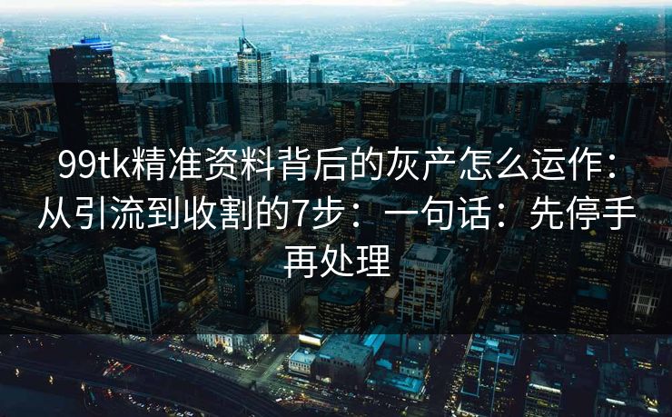 99tk精准资料背后的灰产怎么运作：从引流到收割的7步：一句话：先停手再处理