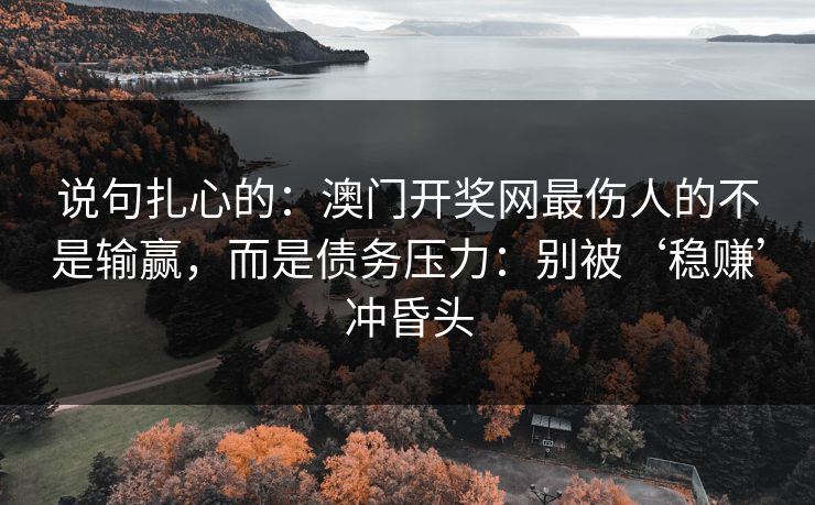 说句扎心的：澳门开奖网最伤人的不是输赢，而是债务压力：别被‘稳赚’冲昏头