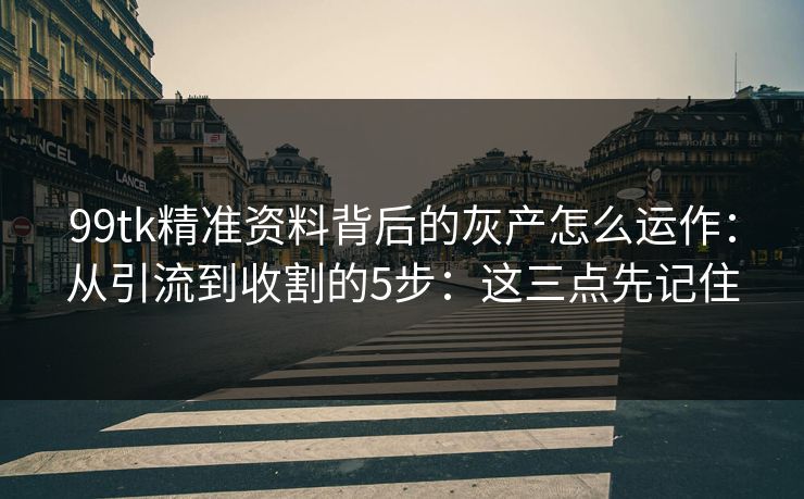99tk精准资料背后的灰产怎么运作：从引流到收割的5步：这三点先记住